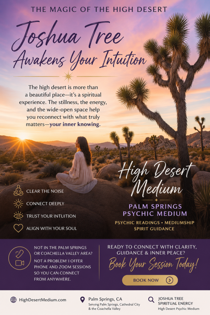 Joshua Tree high desert spiritual landscape sunset calm energy Palm Springs psychic medium