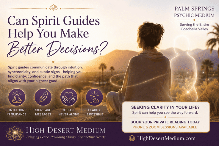 Palm Springs psychic medium discussing how spirit guides help with life decisions