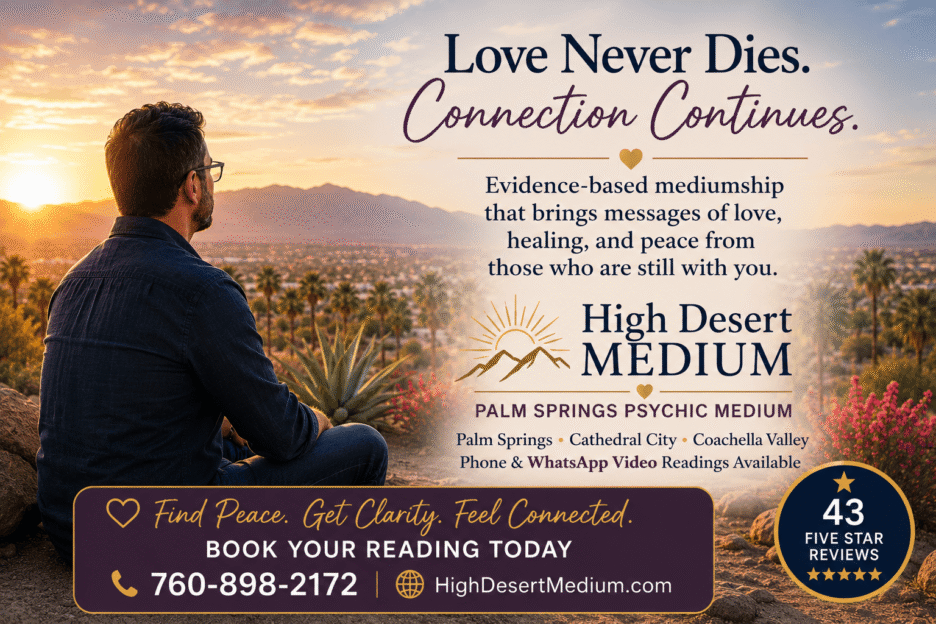 Man receiving comfort and healing through spirit communication with High Desert Medium Palm Springs psychic medium services